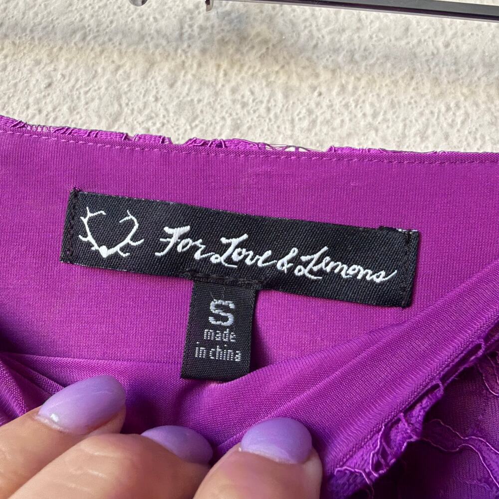 For Love & Lemons Purple Lace High Slit Midi Skirt Size S - Picture 4 of 5